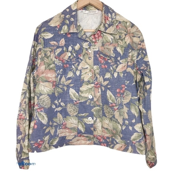 Norm Thompson floral jean jacket sz Medium - Picture 1 of 9